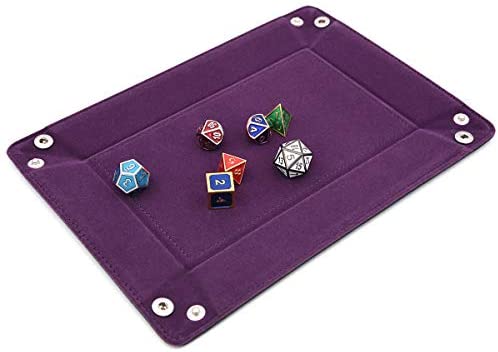 Dice Tray: Rectangle, Folding - Purple, Copper Buttons